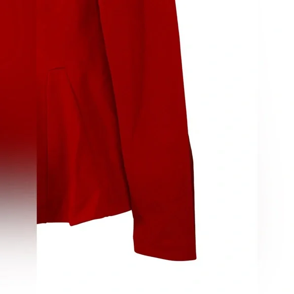 NWOT! Luxury Designer Carmen Marc Valvo Red Long-Sleeve Peplum Top Flattering XS - Picture 5 of 10
